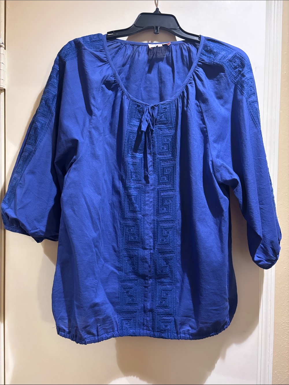 Isaac Mizrahi Cobalt Blue Embroidered Peasant Tunic